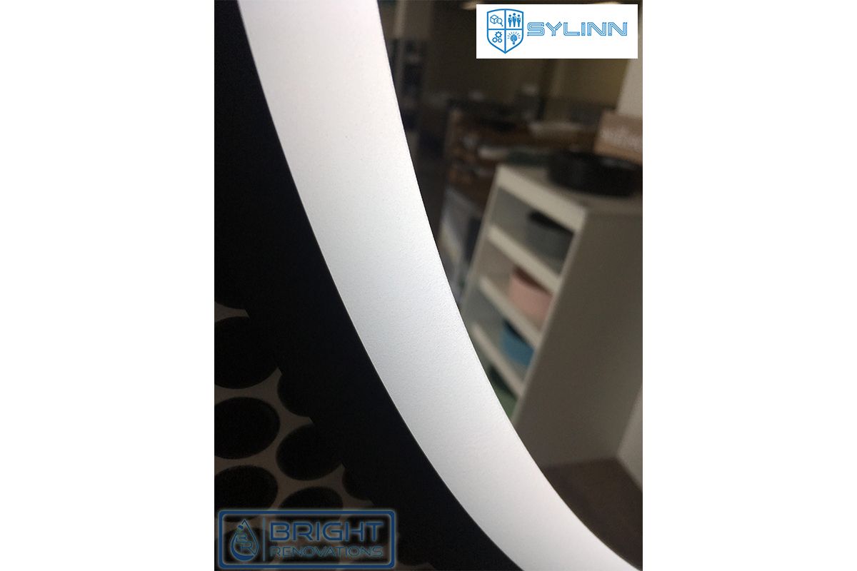 Sylinn Round Mirror With Matte Black Frame And Touch Control Led 700mm For Matte Black Octagon Led Wall Mirrors (View 11 of 15)