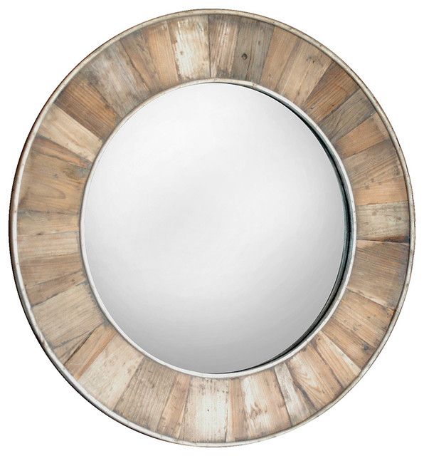 Tavern Rustic Lodge Reclaimed Pine Natural Wax Framed Round Mirror Intended For Organic Natural Wood Round Wall Mirrors (View 1 of 15)