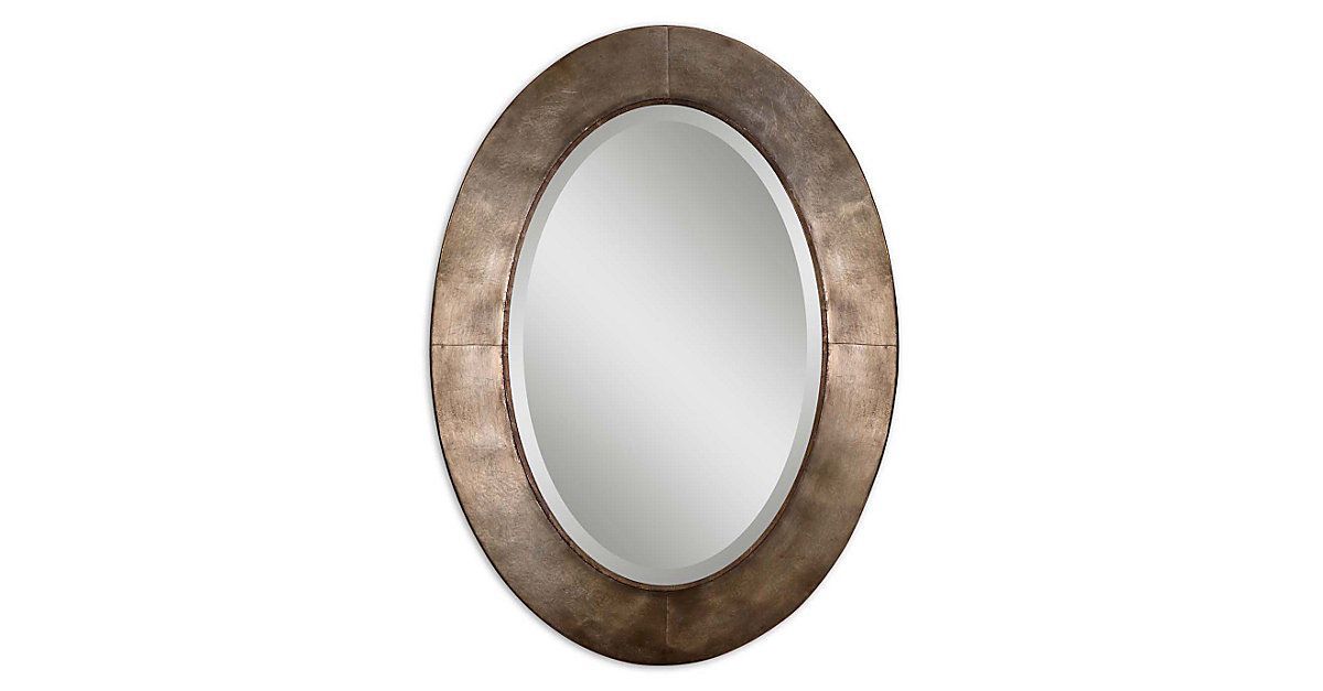 This Oval Mirror Features A Hand Forged Metal Frame With A Heavily With Regard To Metallic Silver Framed Wall Mirrors (Photo 3 of 15)