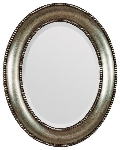 Traditional Antique Silver Beaded Trim Oval 31" High Wall Mirror Throughout Bronze Beaded Oval Cut Mirrors (View 12 of 15)