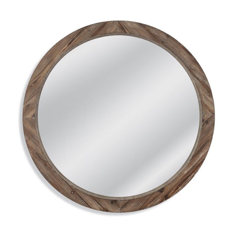 Union Rustic Booker Round Wood Wall Mirror & Reviews | Wayfair Inside Wood Rounded Side Rectangular Wall Mirrors (View 2 of 15)