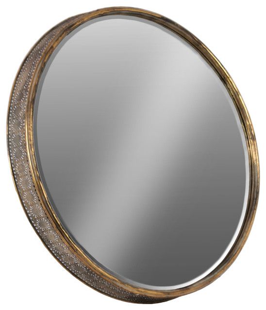 Urban Trends Collection Metal Round Wall Mirror, Gold – Wall Mirrors With Regard To Round Metal Luxe Gold Wall Mirrors (View 2 of 15)