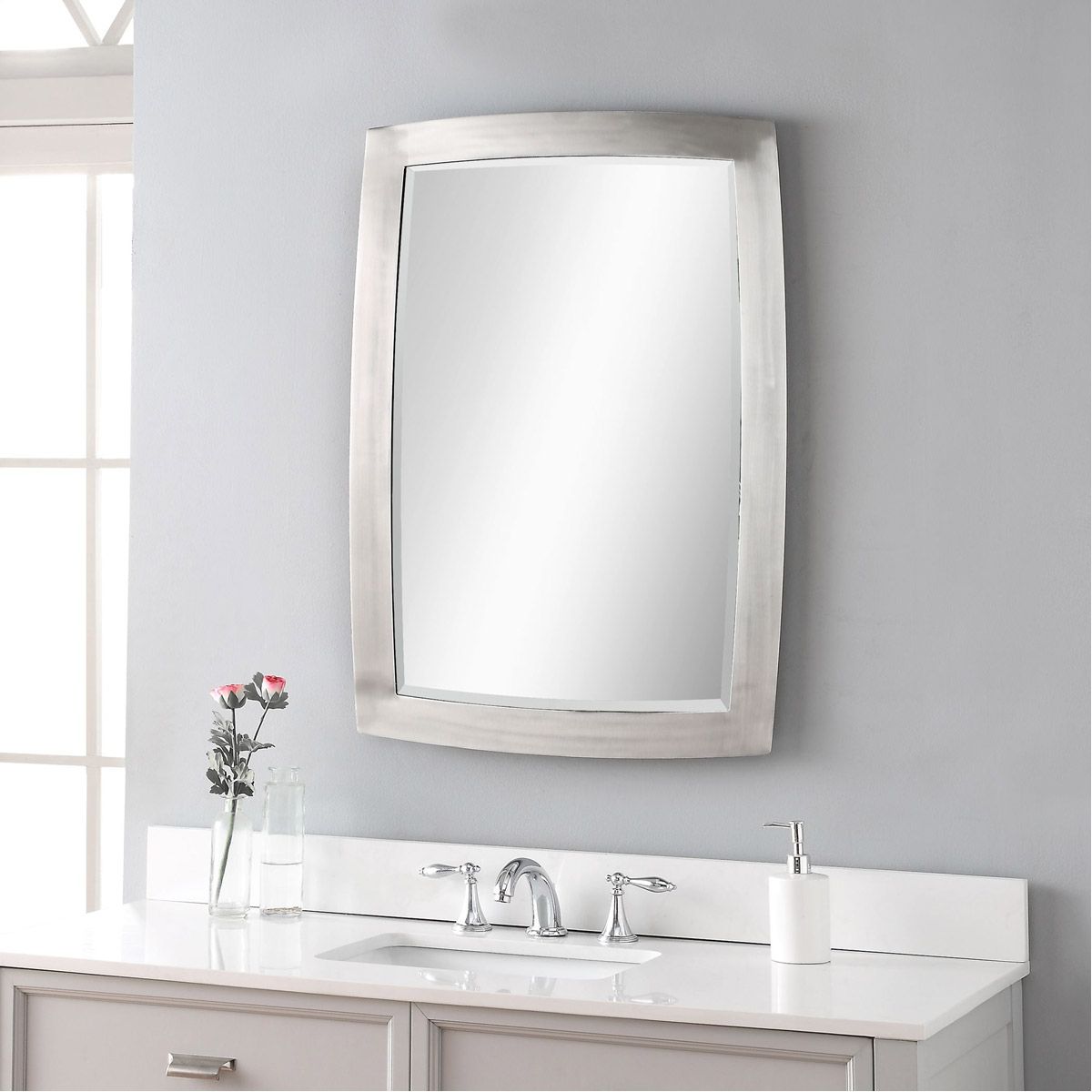 Uttermost 09618 Haskill 34 X 24 Inch Brushed Nickel Wall Mirror | Ebay Pertaining To Drake Brushed Steel Wall Mirrors (View 9 of 15)