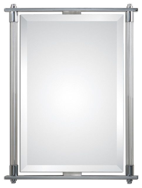 Uttermost 1127 Adara Polished Chrome Vanity Mirror – Modern – Bathroom Intended For Polished Chrome Tilt Wall Mirrors (Photo 8 of 15)