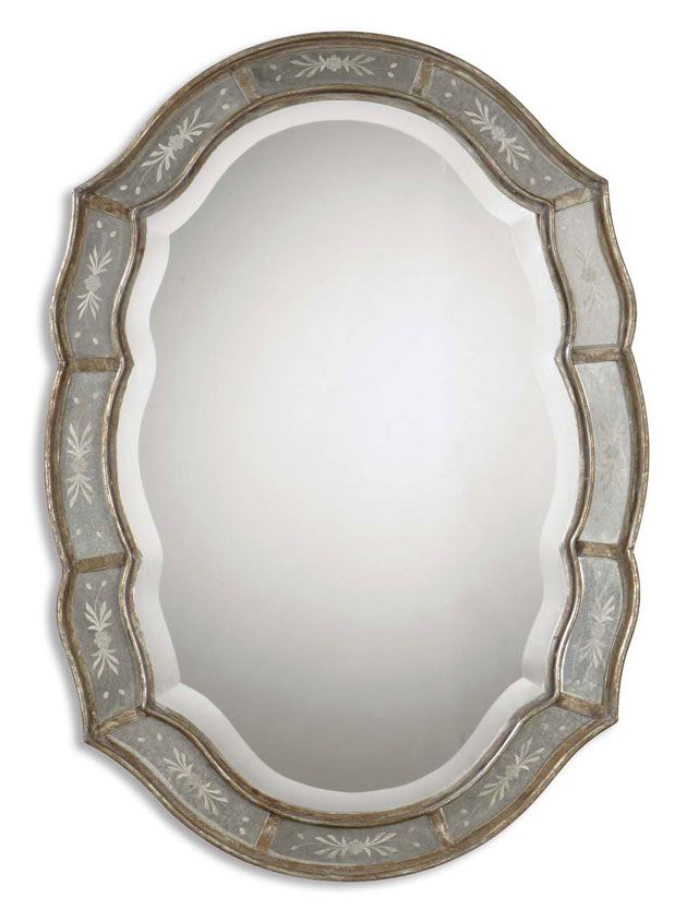Uttermost 12530 B Fifi Antique Gold Leaf Finish Etched Frame With Regard To Antiqued Gold Leaf Wall Mirrors (View 10 of 15)
