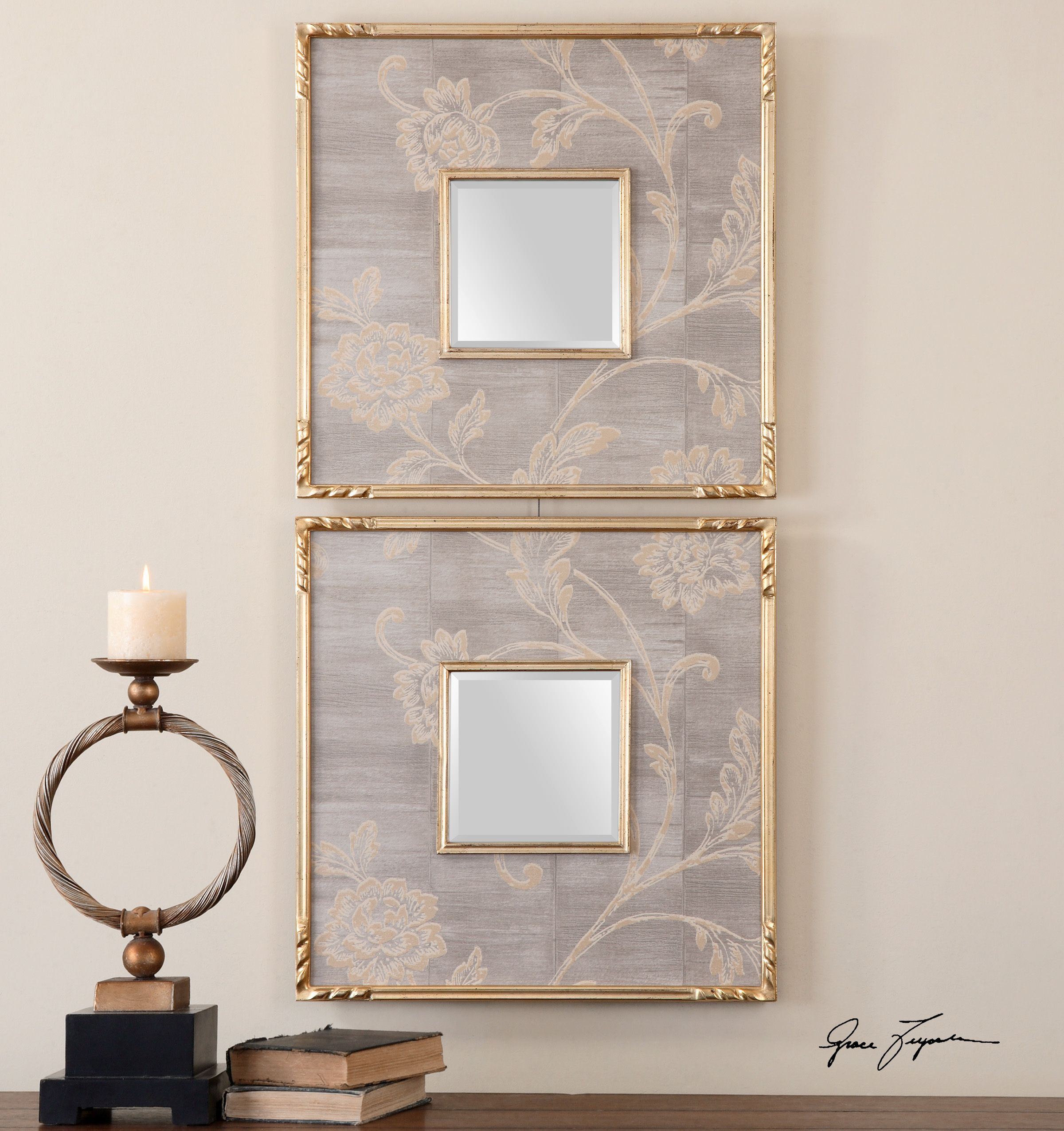 Uttermost Evelyn Square Mirrors, S/2 | Wall Mirrors Set, Mirror Design With Regard To Gold Square Oversized Wall Mirrors (View 6 of 15)
