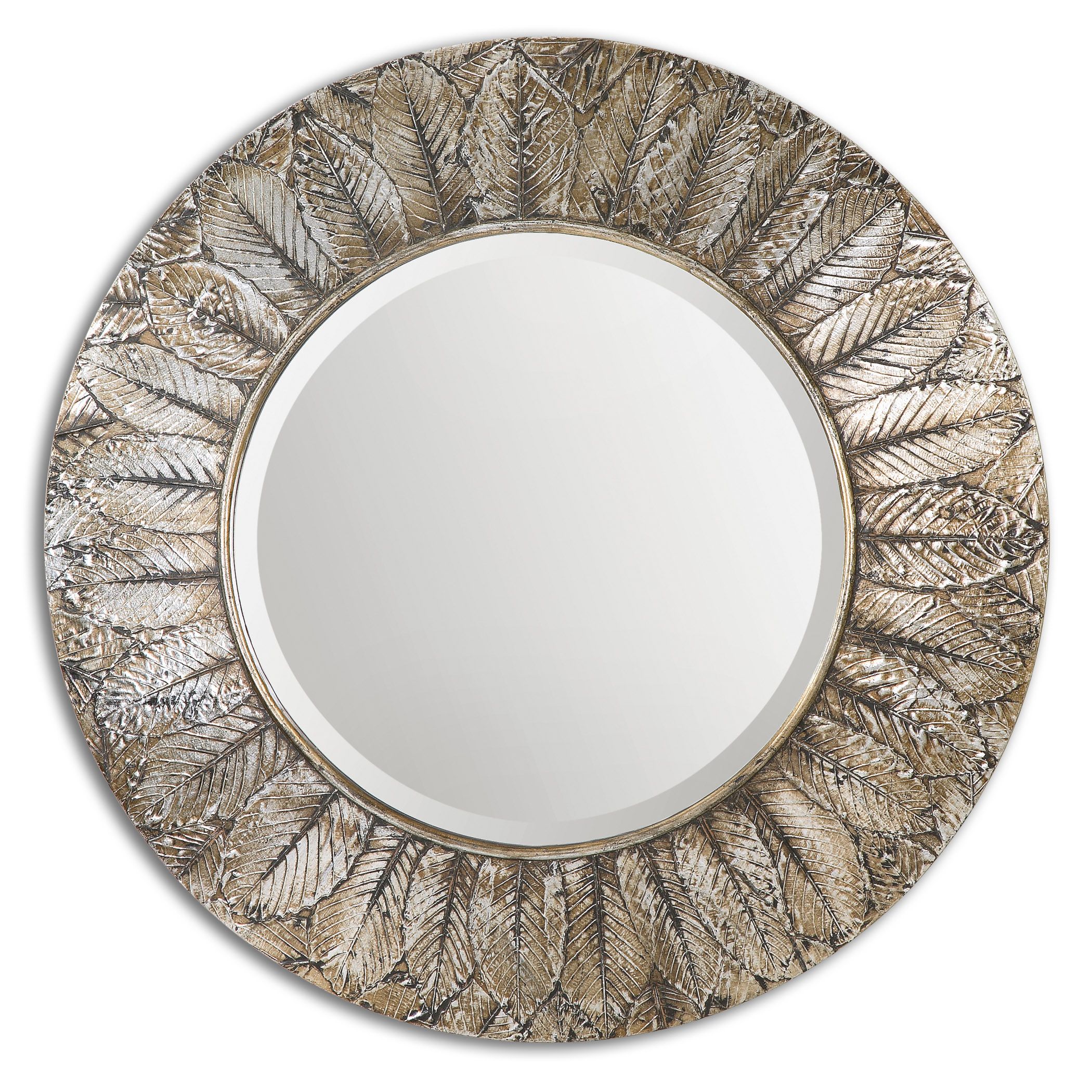 Uttermost Foliage Round Silver Leaf Mirror With Regard To Gold Leaf Floor Mirrors (View 14 of 15)