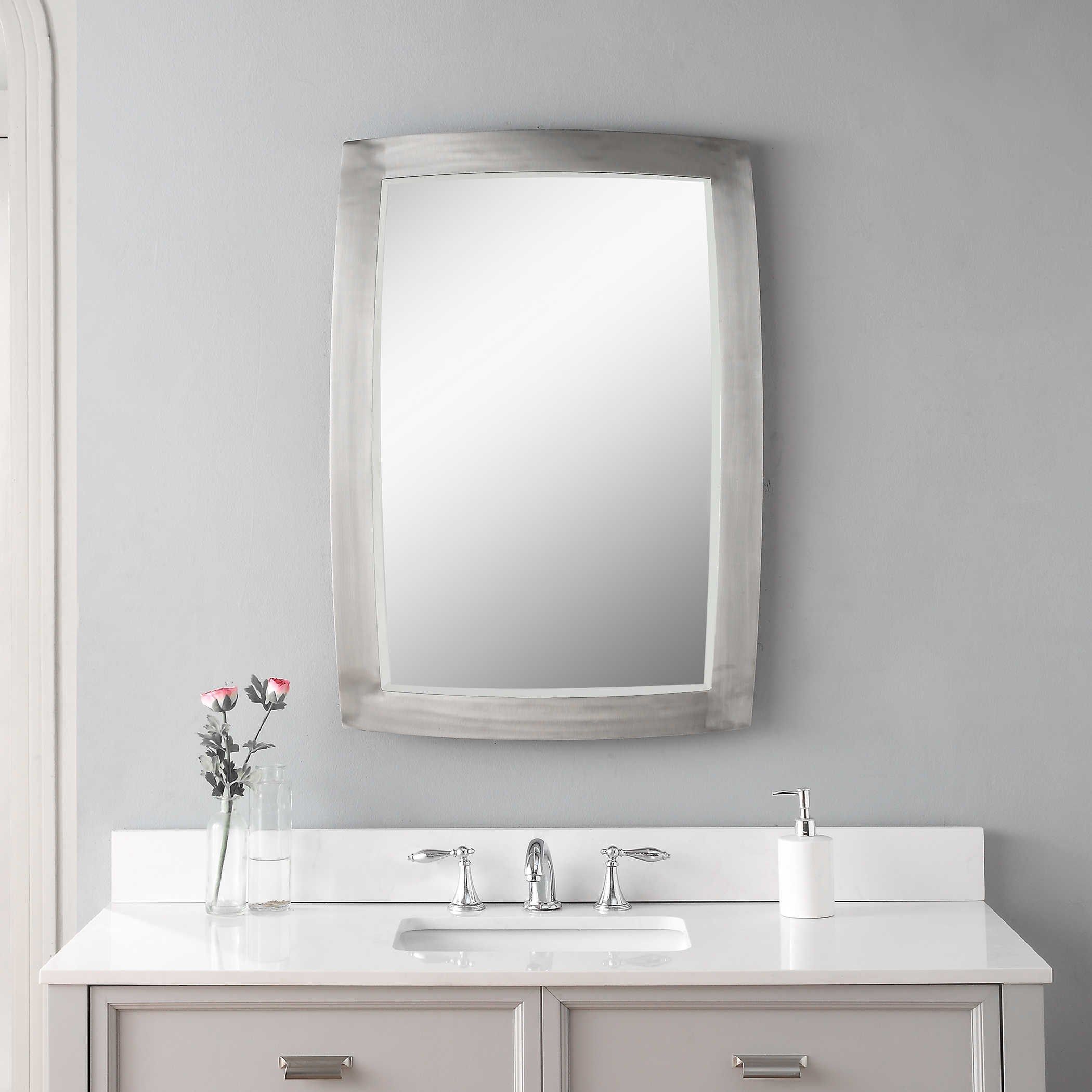 Uttermost Mirrors Haskill Brushed Nickel Mirror | Sheely's Furniture In Drake Brushed Steel Wall Mirrors (View 3 of 15)