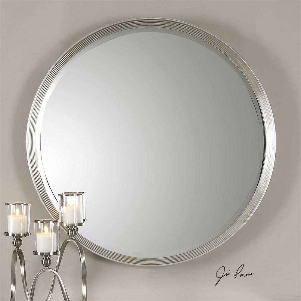 Uttermost Serenza Round Silver Mirror | Round Wall Mirror, Antique Within Antique Silver Round Wall Mirrors (View 10 of 15)