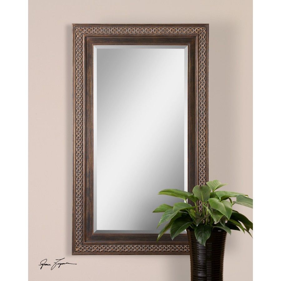 Uttermost Terenzo Mirror In Distressed Rustic Bronze – 14209 | Mirror With Distressed Dark Bronze Wall Mirrors (Photo 7 of 15)