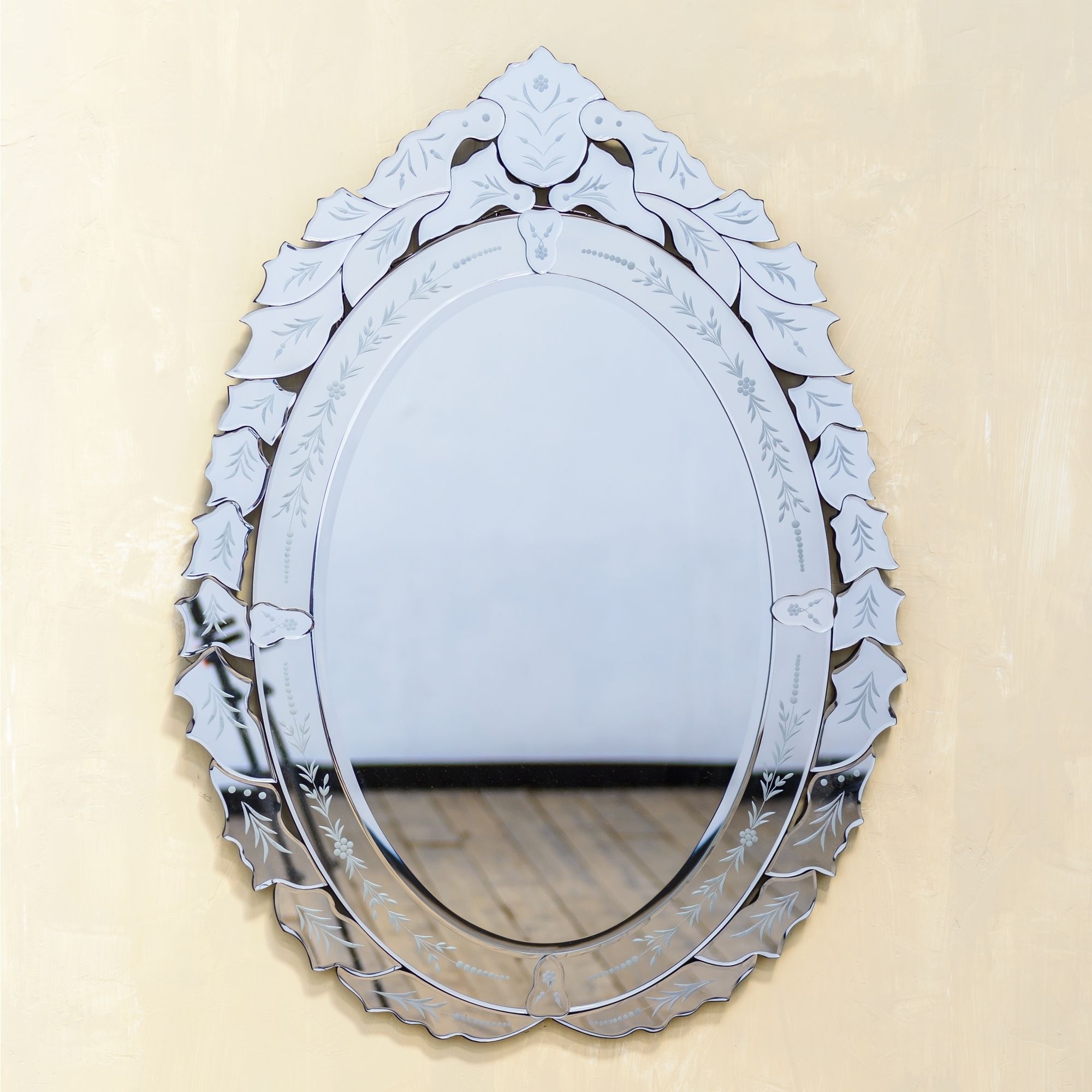 Venetian Contemporary Oval Mirror With Floral Pattern Bezels Regarding Bronze Beaded Oval Cut Mirrors (Photo 11 of 15)