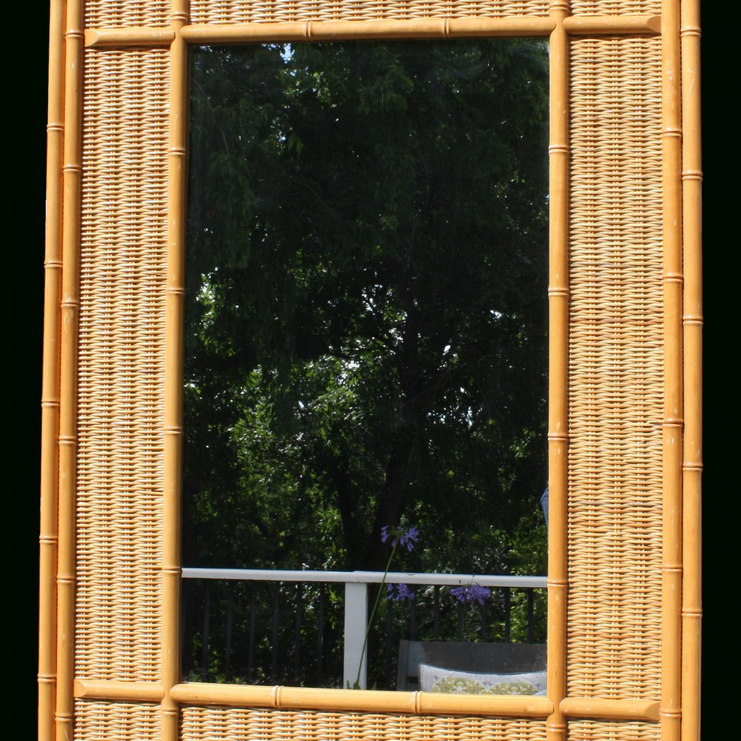 Vintage Bamboo And Rattan Rectangular Mirror On Chairish Intended For Rectangular Bamboo Wall Mirrors (View 14 of 15)
