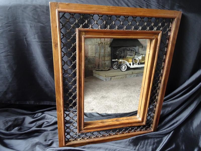 Vintage French Industrial Rustic Primitive Metal Rectangle Mirror Throughout Rustic Industrial Black Frame Wall Mirrors (View 13 of 15)