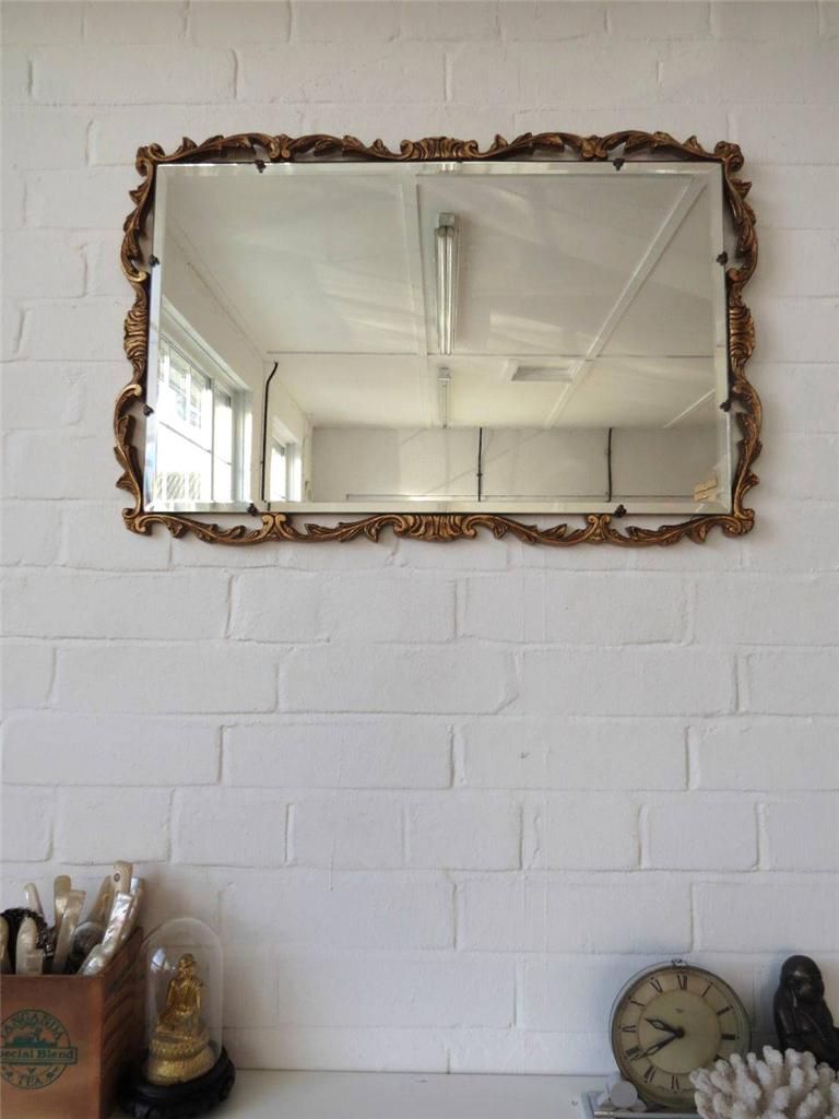 Vintage Large Bevelled Edge Atsonea Wall Mirror With Gold Wooden Frame For Smoke Edge Wall Mirrors (View 11 of 15)