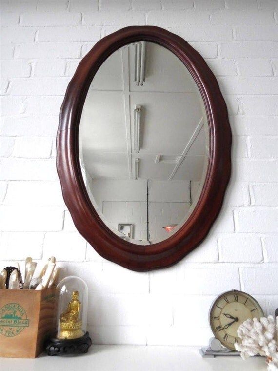 Vintage Large Oval Bevelled Edge Wall Mirror Withuulipolli Within Edged Wall Mirrors (View 12 of 15)