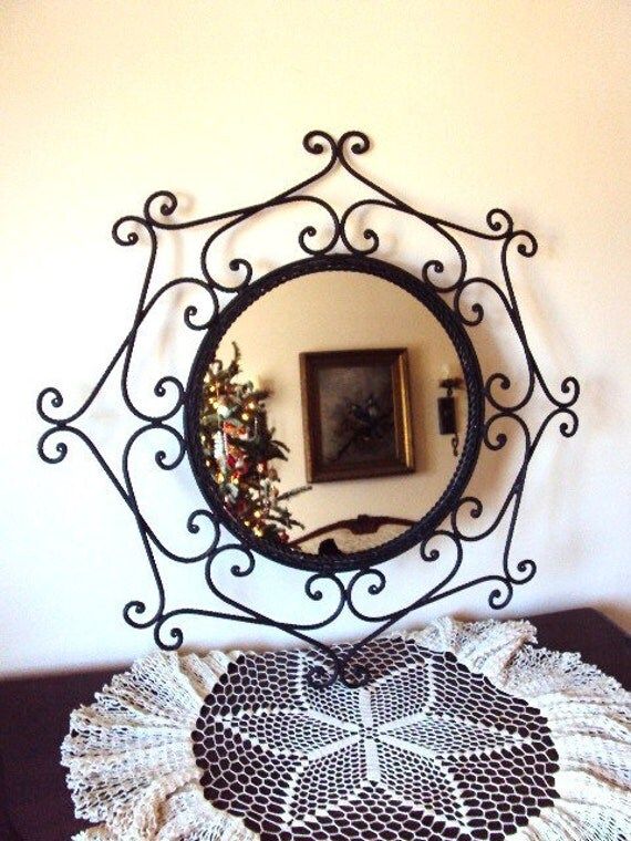 Vintage Mirror With Wrought Iron Frame Pertaining To Iron Frame Handcrafted Wall Mirrors (View 9 of 15)