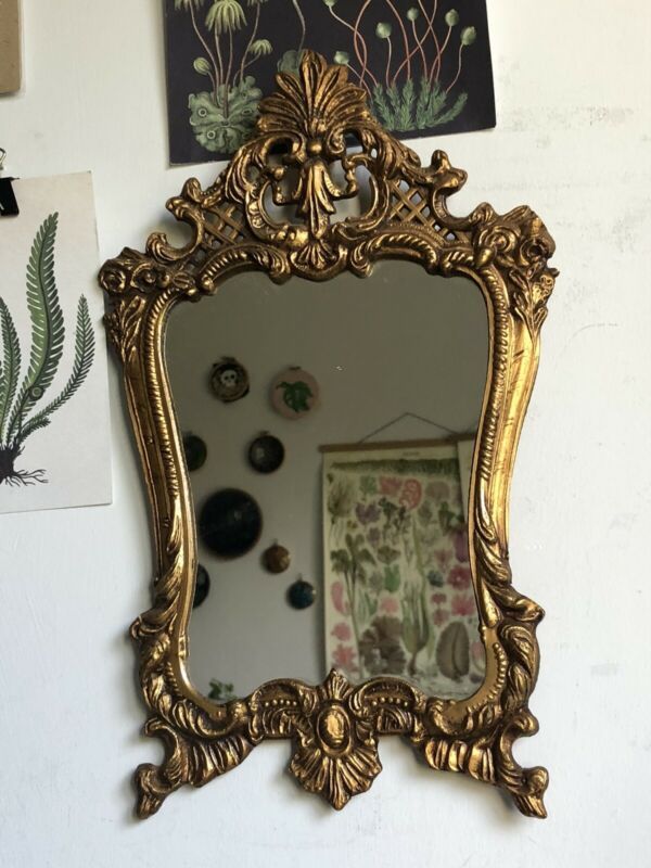 Vintage Ornate Italian/french Rocco Style Gold Gilt Metal Framed Wall With Regard To French Brass Wall Mirrors (View 4 of 15)