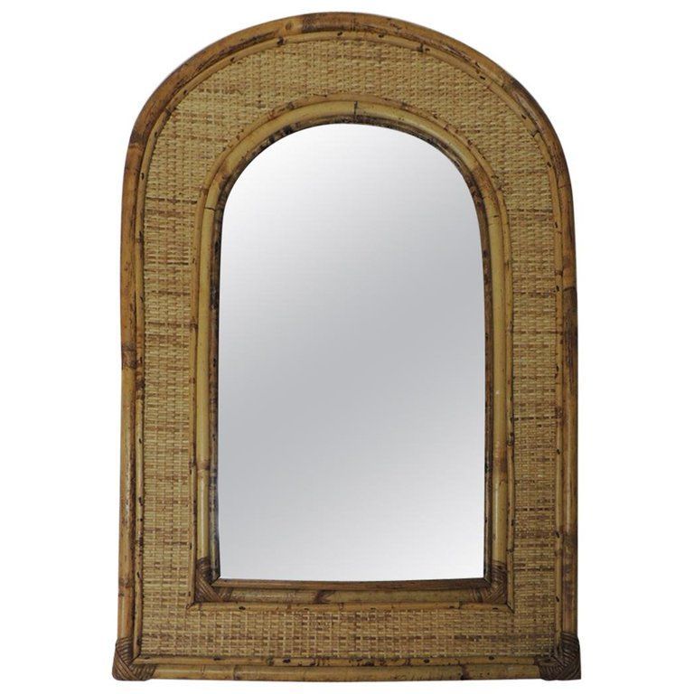 Vintage Rectangular Bamboo Mirror With Rounded Top | Bamboo Mirror With Rectangular Bamboo Wall Mirrors (View 12 of 15)