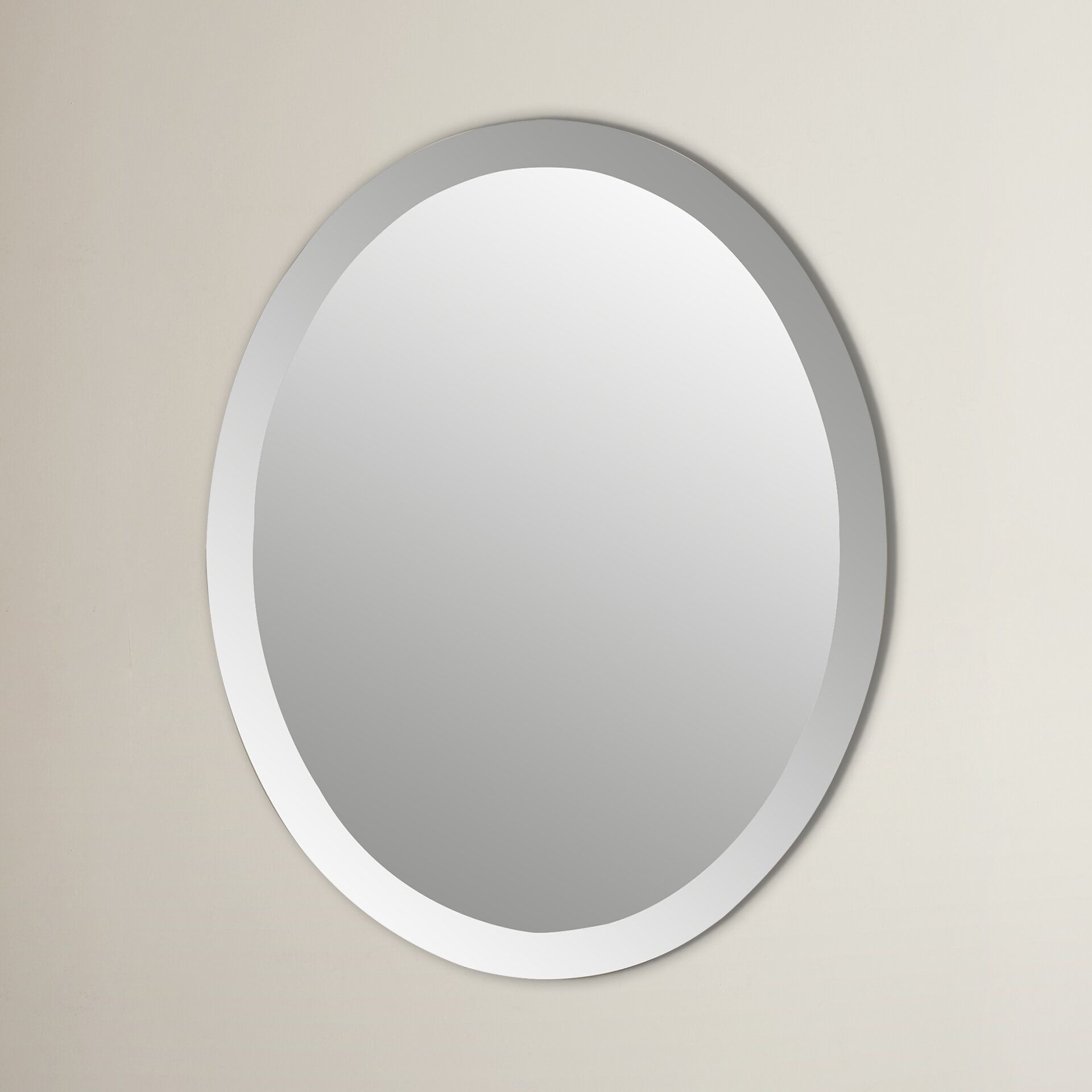 Wade Logan Duane Oval Bevel Frameless Wall Mirror & Reviews | Wayfair For Oval Beveled Wall Mirrors (View 4 of 15)