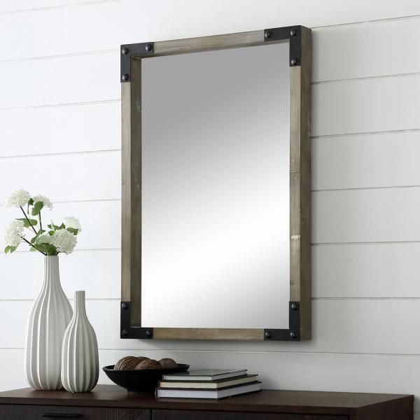 Featured Photo of 2024 Latest Rustic Industrial Black Frame Wall Mirrors