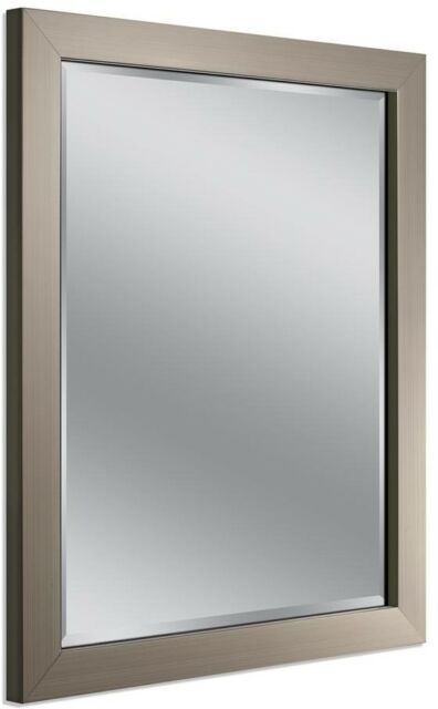 Wall Mirror 26 In. X 32 In. Rectangle Beveled Edge In Brushed Nickel Within Polished Nickel Rectangular Wall Mirrors (Photo 1 of 15)