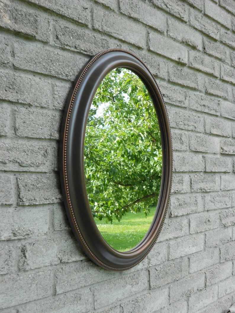 Wall Oval Mirror With Oil Rubbed Bronze Color Frame | Etsy Throughout Oil Rubbed Bronze Finish Oval Wall Mirrors (Photo 14 of 15)