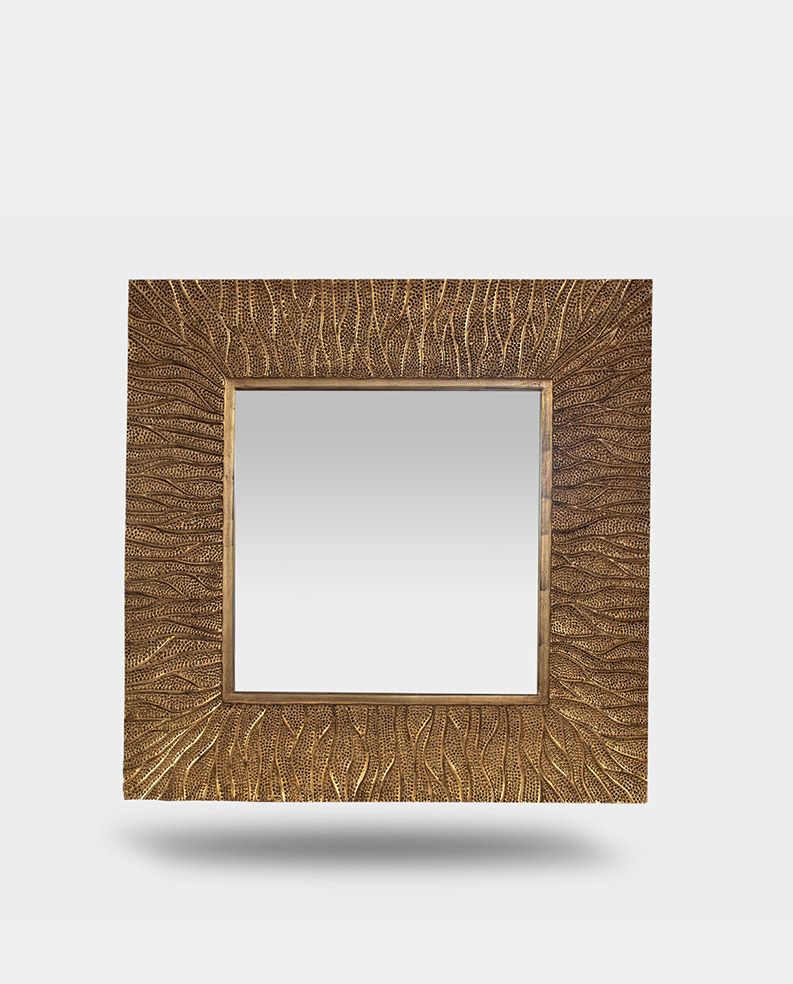 Washed Gold Square Frame Mirror 06 | Orienta Pertaining To Gold Square Oversized Wall Mirrors (Photo 1 of 15)
