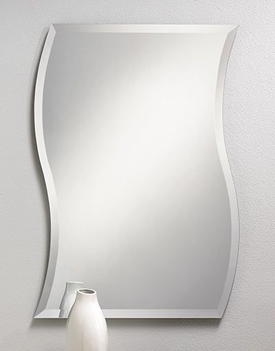 Wave Pattern Frameless Bevel Mirror – #316 24"w, 3/8"d, 34"h With Regard To Double Crown Frameless Beveled Wall Mirrors (View 5 of 15)