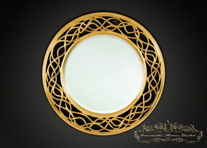 Waves And Circle Gold Round Mirror From Ornamental Mirrors Limited In Gold Rounded Edge Mirrors (View 11 of 15)