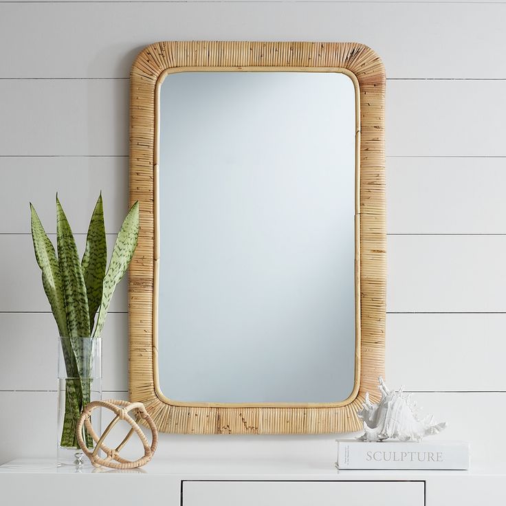 Westby 24" X 36" Rattan Wrapped Wall Mirror – Style # 75n25 – Lamps For Rattan Wrapped Wall Mirrors (Photo 4 of 15)