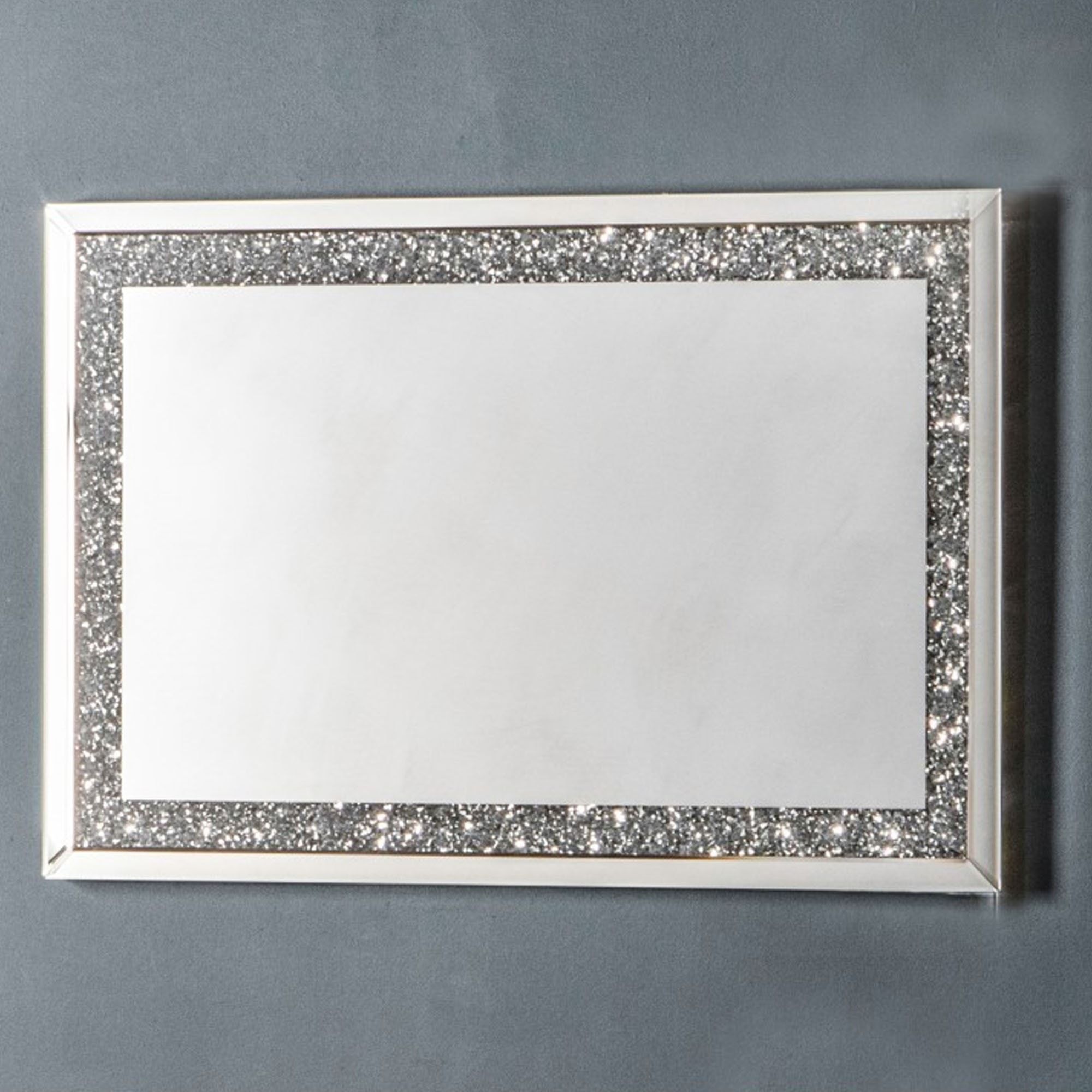 Westmoore Silver Mirror | Diamond Mirror | Crushed Glass Mirror Inside Silver Metal Cut Edge Wall Mirrors (Photo 8 of 15)