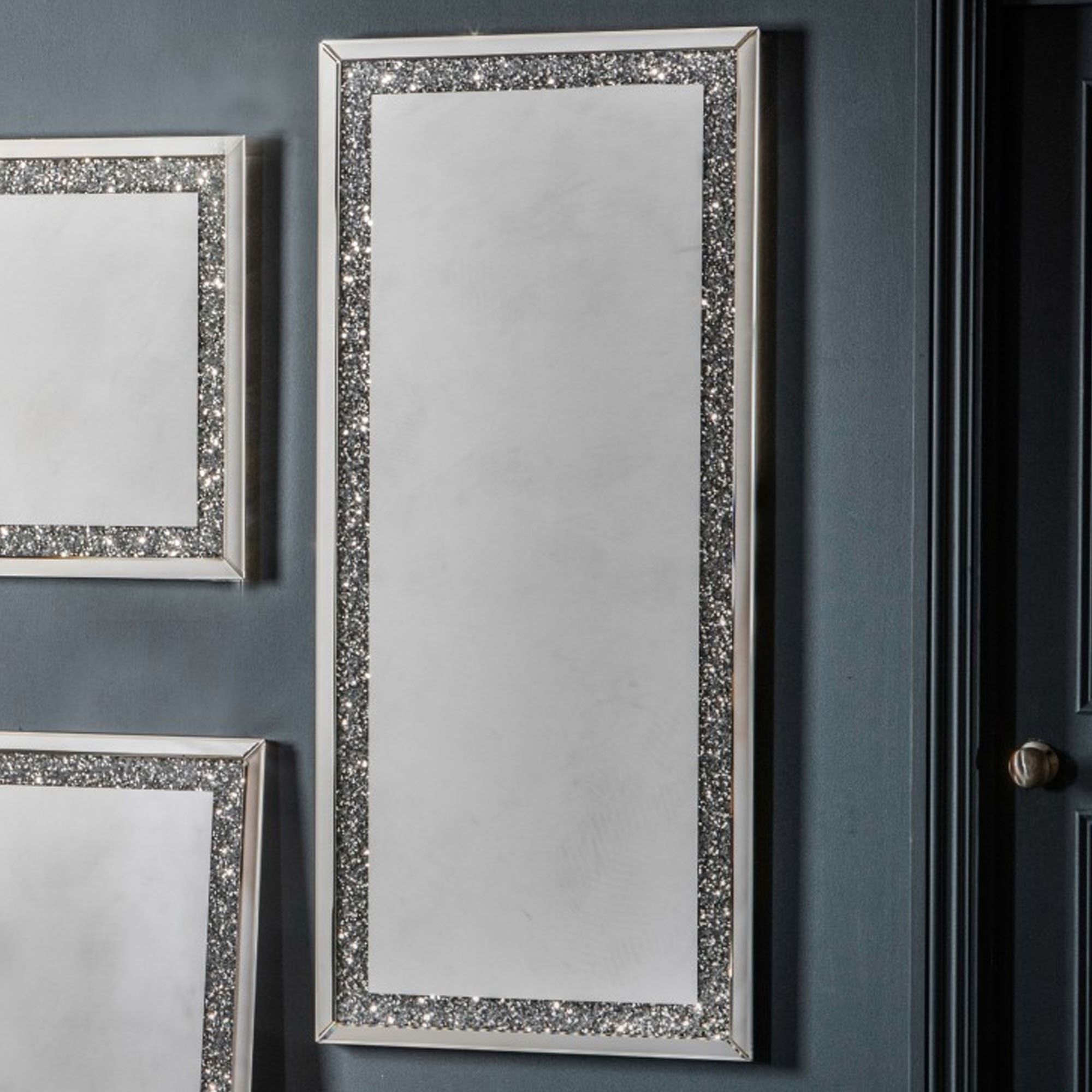 Westmoore Silver Mirror | Diamond Mirror | Crushed Glass Mirror Pertaining To Silver Metal Cut Edge Wall Mirrors (Photo 6 of 15)