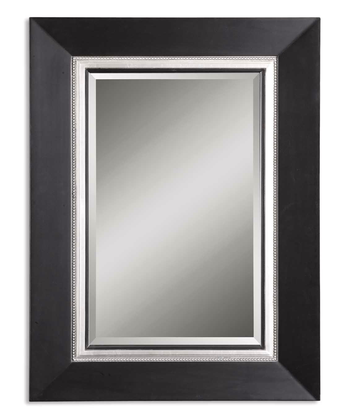 Whitmore Traditional Matte Large Black Silver Rectangular Mirror With Within Matte Black Rectangular Wall Mirrors (Photo 3 of 15)