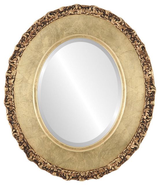 Williamsburg Framed Oval Mirror In Gold Leaf – Traditional – Wall Intended For Gold Leaf And Black Wall Mirrors (View 7 of 15)