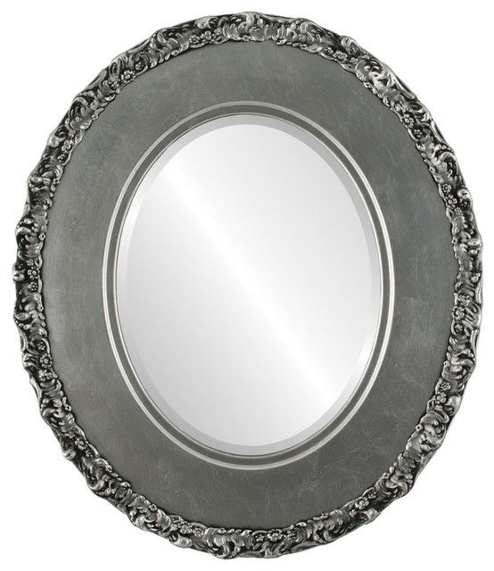 Williamsburg Framed Oval Mirror In Silver Leaf With Black Antique Intended For Antique Silver Oval Wall Mirrors (View 3 of 15)