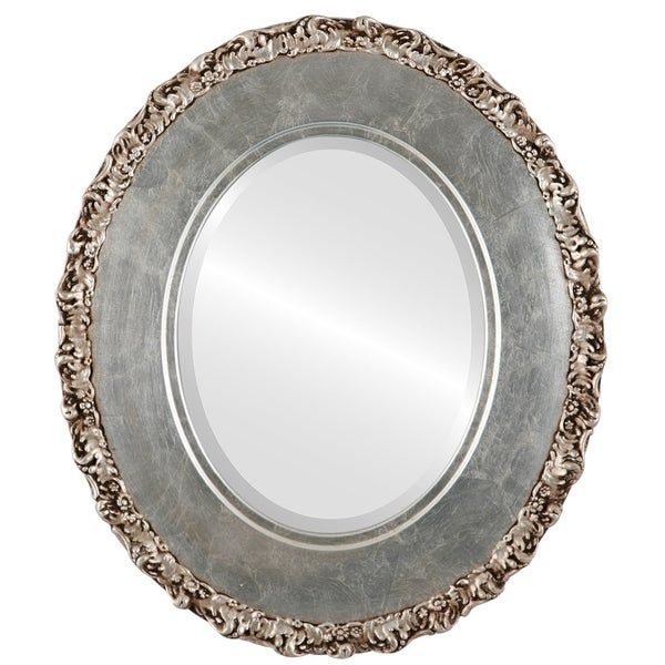 Williamsburg Silver Leaf/ Brown Antique Framed Oval Mirror – Silver With Antique Silver Oval Wall Mirrors (View 9 of 15)