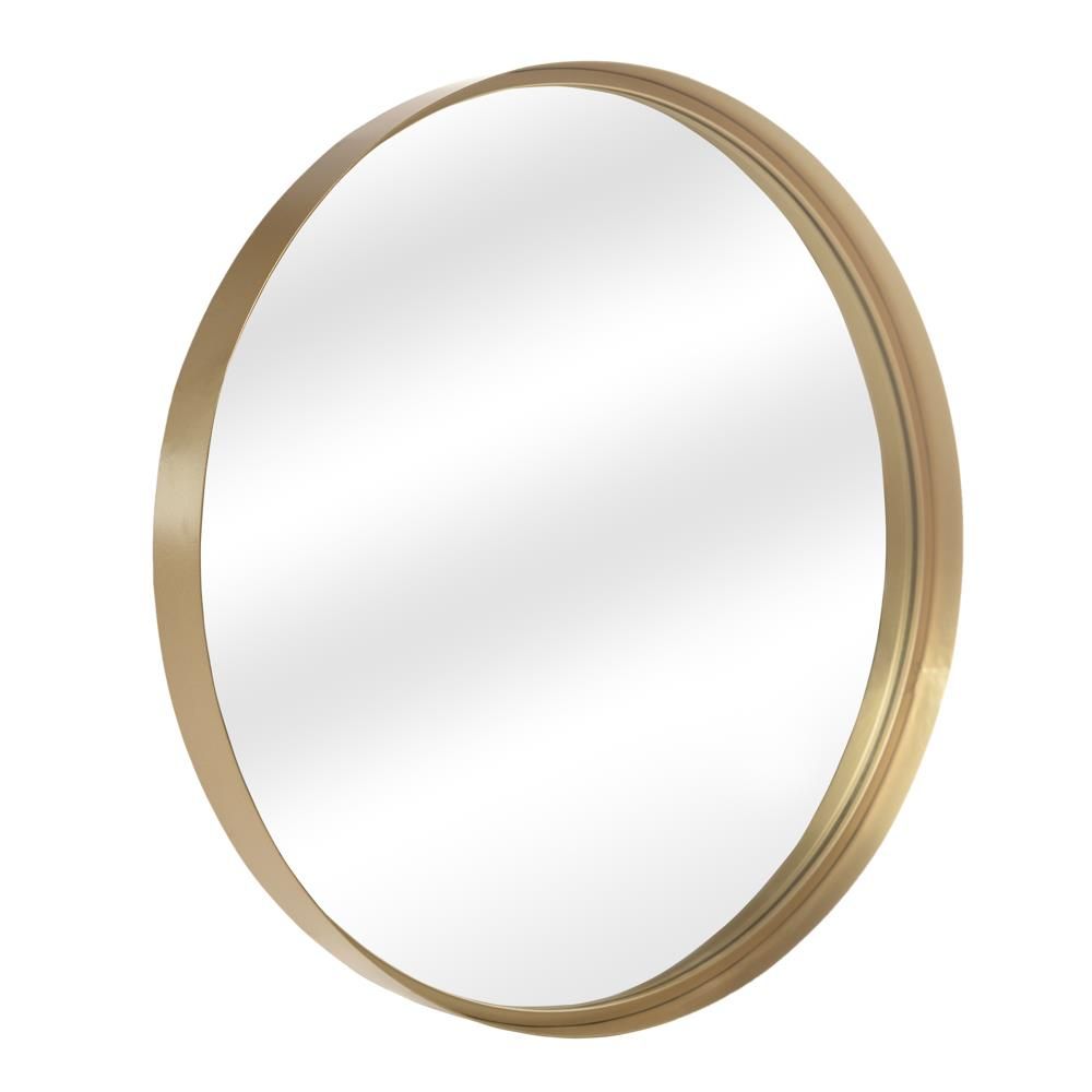 Winado 24" Metal Framed Round Wall Mirror Gold – Walmart – Walmart Within Gold Black Rounded Edge Wall Mirrors (View 7 of 15)