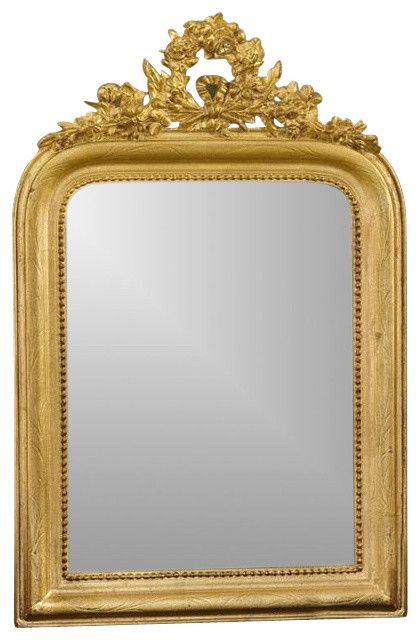 Wreath Mirror In Gold Leaf Finish – Contemporary – Wall Mirrors – Pertaining To Gold Leaf Floor Mirrors (View 1 of 15)