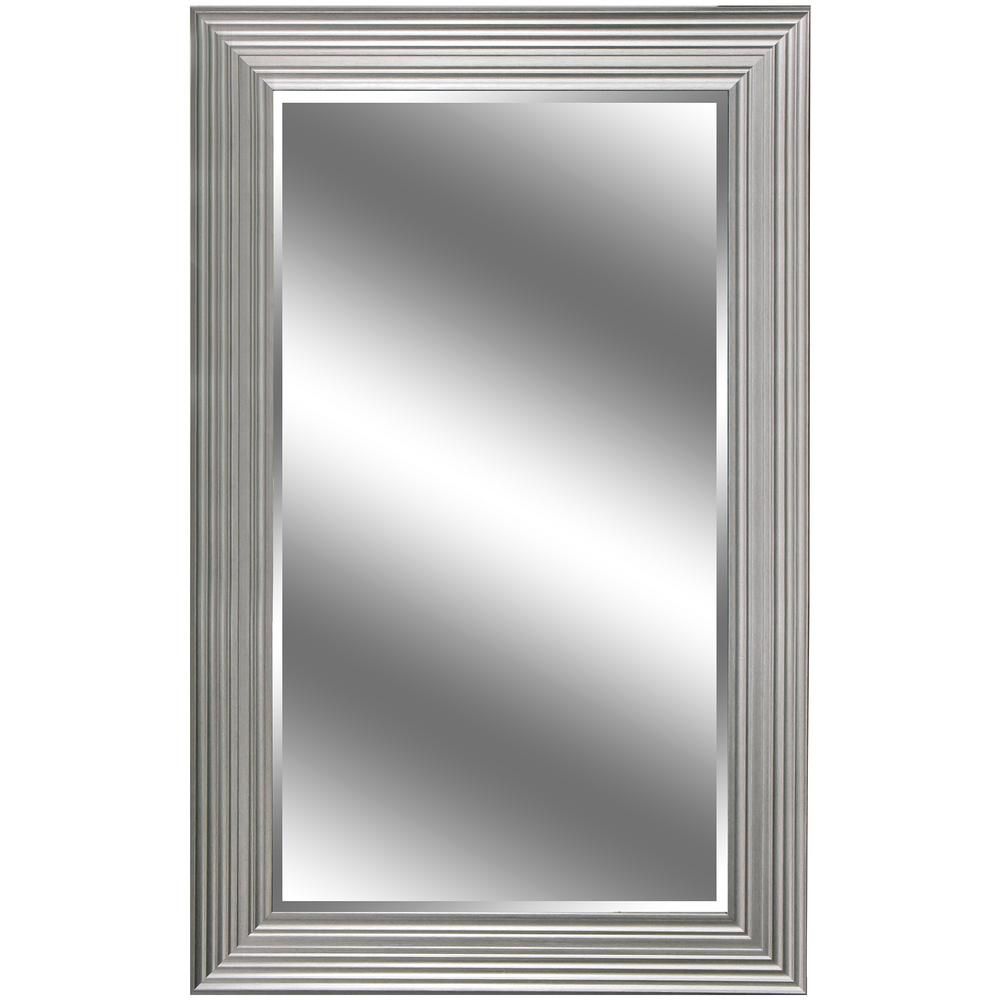 Y Decor 37 In. X 60 In. Silver Woodgrain Resin Framed Mirror Regarding Silver Decorative Wall Mirrors (Photo 3 of 15)