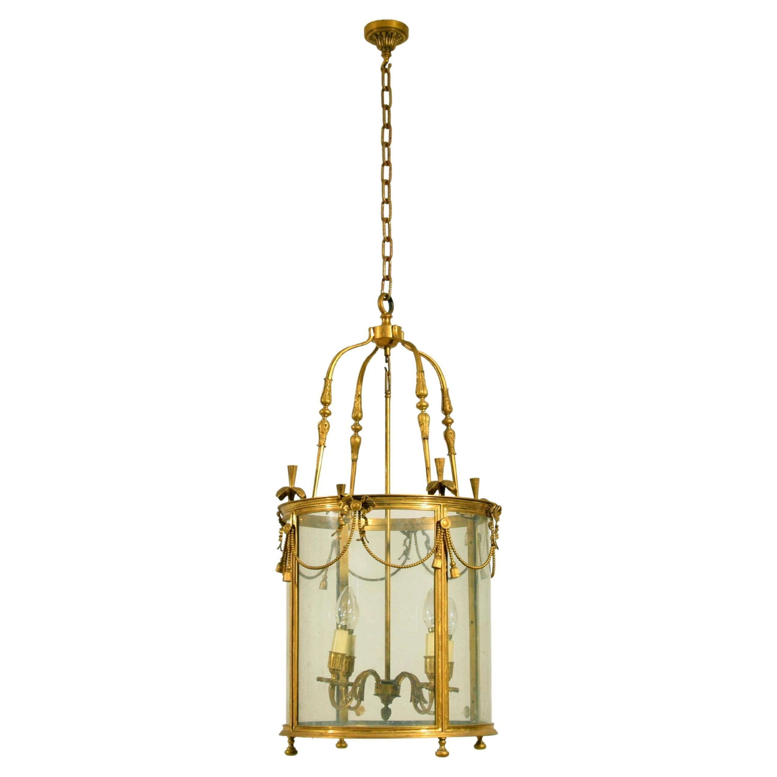 20th Century, French Gilt Bronze Four Lights Lantern Chandelier For Sale At  1stdibs Within Four Light Lantern Chandeliers (View 11 of 15)