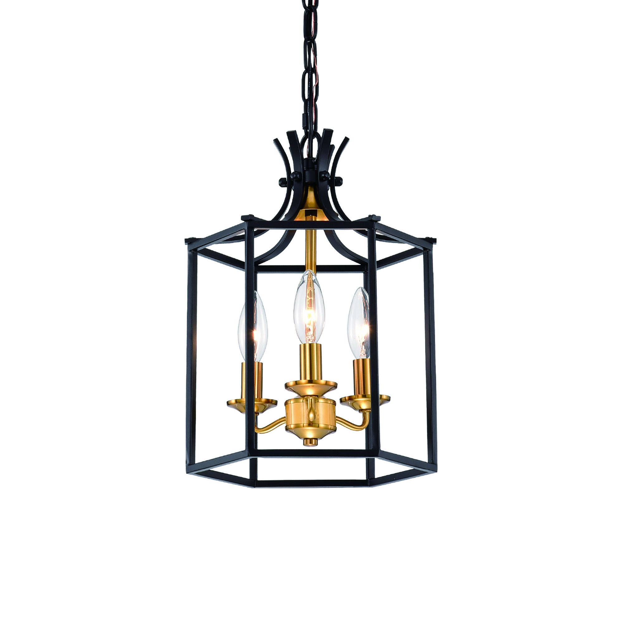 3 Light Black And Antique Gold Lantern Statement Chandelier – Edvivi  Lighting Inside Gild Three Light Lantern Chandeliers (View 9 of 15)