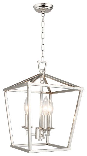 3 Light Lantern Chandelier – Transitional – Chandeliers  Y Decor | Houzz For Deco Polished Nickel Lantern Chandeliers (View 7 of 15)