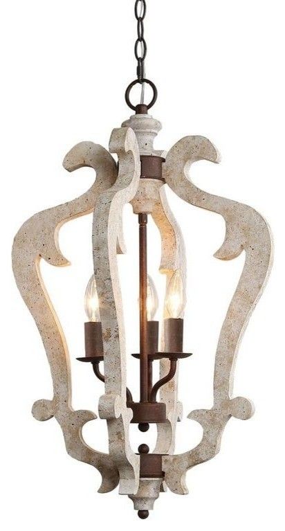 3 Light Peacock White Distressed Wooden Chandeliers – Farmhouse –  Chandeliers  Lnc Lighting | Houzz Regarding White Distressed Lantern Chandeliers (Photo 12 of 15)
