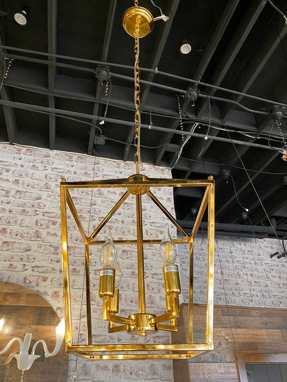 4 Lights Gold Lantern Pendant Light Adjustable Height – Etsy Finland With Adjustable Lantern Chandeliers (View 6 of 15)