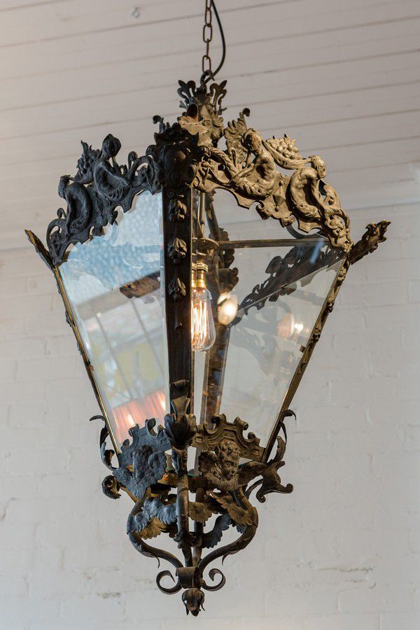 A 19th Century French Cast Iron Hanging Lantern 100 Cm Drop, 48… – Ceiling  And Pendant Lights – Lighting With French Iron Lantern Chandeliers (View 6 of 15)