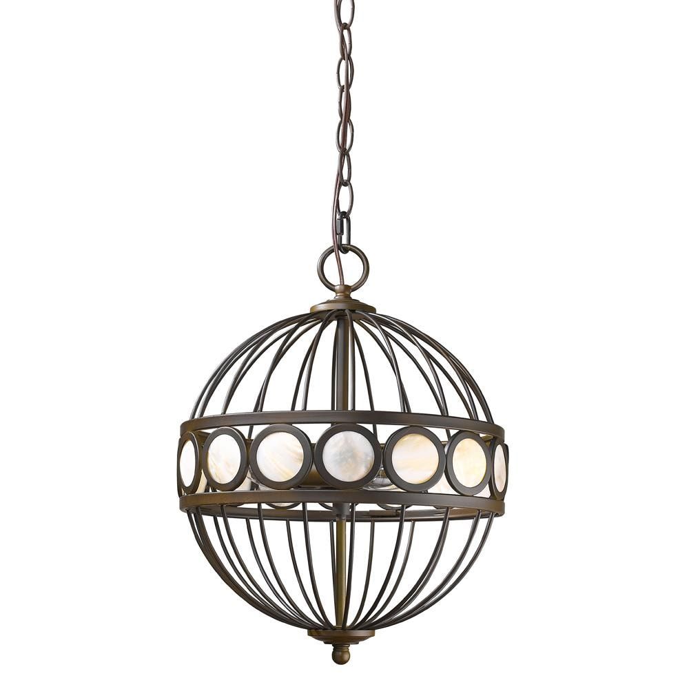 Acclaim Lighting Aria 3 Light Oil Rubbed Bronze Coastal Globe Pendant Light  In The Pendant Lighting Department At Lowes Inside Pearl Bronze Lantern Chandeliers (View 3 of 15)