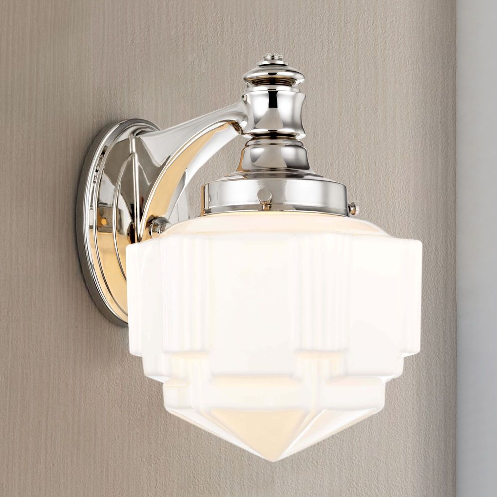 Art Deco Sconce Polished Nickelrecesso Lighting | 8406 15 | Destination  Lighting Inside Deco Polished Nickel Lantern Chandeliers (Photo 14 of 15)