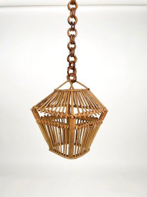 Bamboo & Rattan Lantern Pendant, Italy, 1960s For Sale At Pamono Regarding Rattan Lantern Chandeliers (Photo 7 of 15)