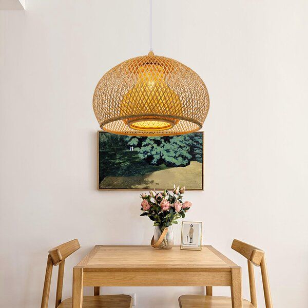 Bayou Breeze Rattan Pendant Light Bamboo;hand Woven Lantern Geometric  Pendant For Kitchen Island,dining Room 23.62* (View 5 of 15)