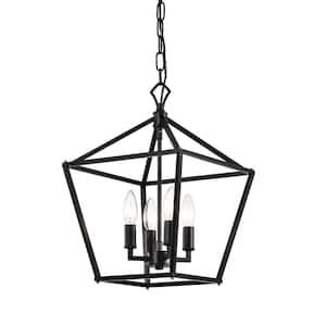 Black – Lantern – Chandeliers – Lighting – The Home Depot Throughout Flat Black Lantern Chandeliers (View 10 of 15)